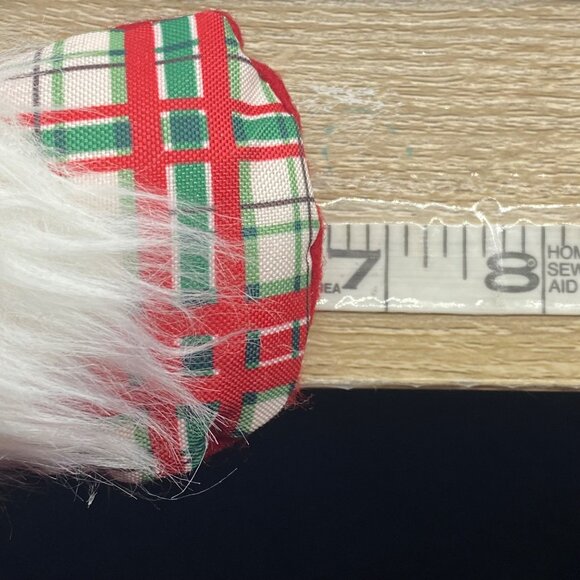 Christmas Gnome Ornament With Red Hat & Plaid Body Felt 6.5" Hanging Loop - Picture 4 of 4